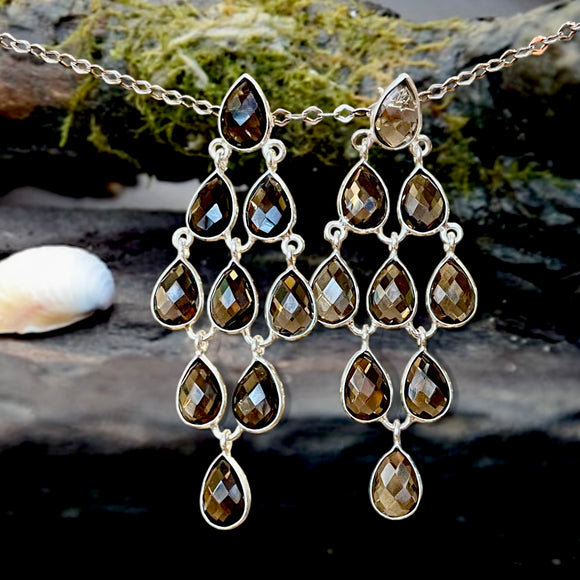 Smoky Quartz Chandelier Earrings