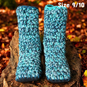 Crochet Slippers - Women’s Size 9/10 Blue High Rise