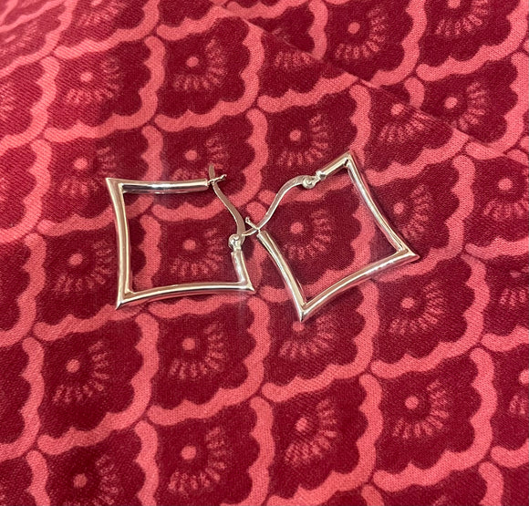 Silver Square Hoop Earrings