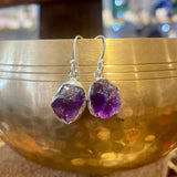 Raw Amethyst Silver Earrings