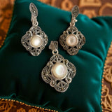 Mother of Pearl and Marcasite Jewelry Set