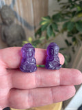 Amethyst Carved Pocket Buddha Statue - 1 inch Figurine