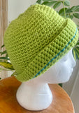 Crochet Hat - Green Lambswool
