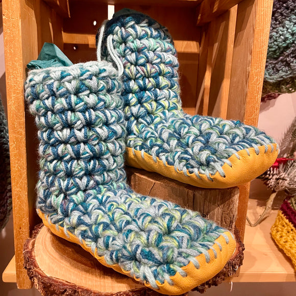 Crochet Slippers * - Size 9 Mid Rise Teals