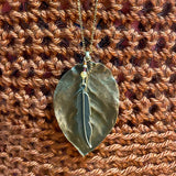 Brass Leaves Long Necklace - By Wojo