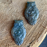 Labradorite Owl and Skull Carved Figurine