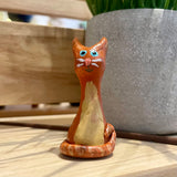 Small Orange Tabby Cat Incense Burner - Clay By Wojo
