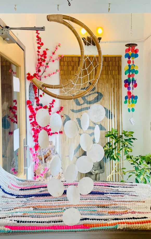 Capiz Shell Crescent Moon Dreamcatcher Chimes