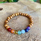 Wood Beaded Chakra Bracelet - Kids Size/Small
