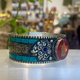 Nepal Cuff Bracelet with Dragon and Kalachakra symbol