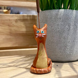 Small Orange Tabby Cat Incense Burner - Clay By Wojo