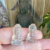 Smoky Quartz Carved Pocket Buddha Statue - 1 Inch Figurine