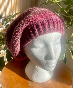Crochet Hat - Raspberry Crème Slouchy Beanie