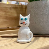 Short White Cat Incense Burner - Clay By Wojo