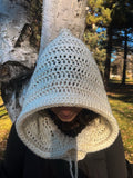 Crochet Hood Scarf - Face Warmer *- Cream