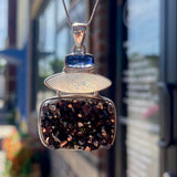 Triple Transformer Pendant - Blue Kyanite, Moonstone and Black Druzy Quartz