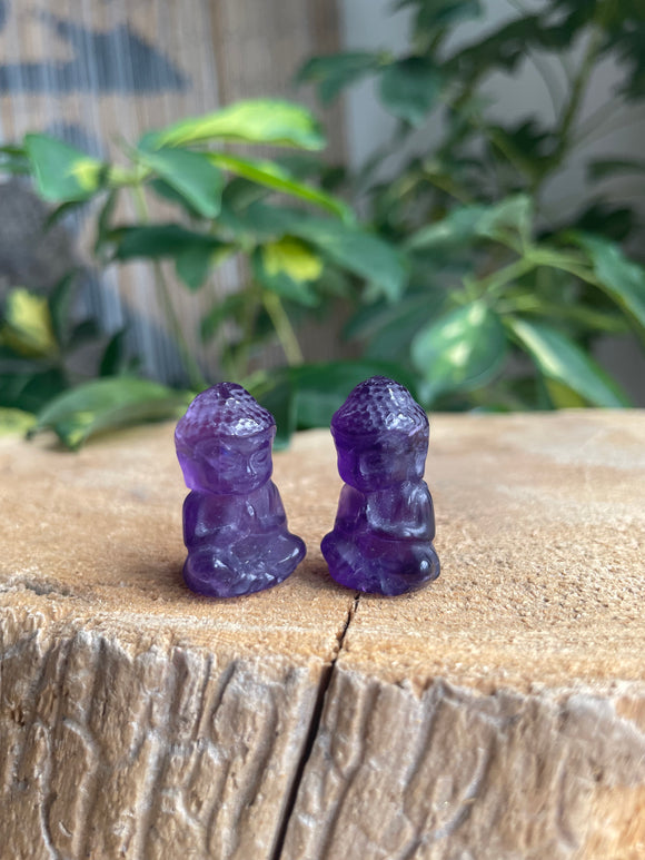 Amethyst Carved Pocket Buddha Statue - 1 inch Figurine