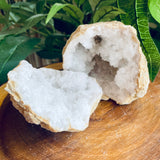 White Calcite Cracked Geode - 2 Pieces