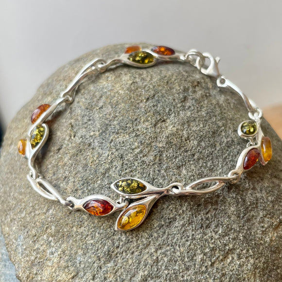 Amber Tri-Tone Ivy Sterling Silver Bracelet