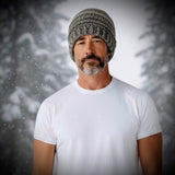 Crochet Hat by Wojo - Grey Striped Toque