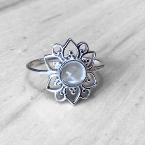 Blue Topaz Lotus Ring