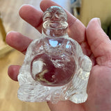 Clear Quartz Carved Laughing Buddha Statue