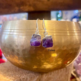 Raw Amethyst Silver Earrings