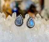 Rainbow Moonstone Stud Earrings
