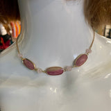 Rhodonite Gemstone Choker Necklace by Wojo