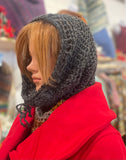 Crochet Cozy Cowl - Charcoal and Brown