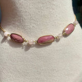 Rhodonite Gemstone Choker Necklace by Wojo