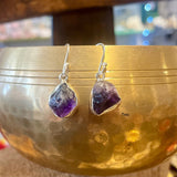 Raw Amethyst Silver Earrings