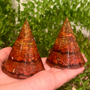 Red Jasper Organite Cone