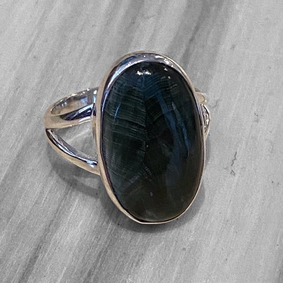 Seraphinite Ring Sz 8 Sterling Silver