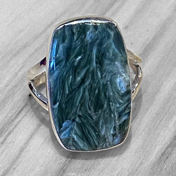 Seraphinite Ring Sz 7 Sterling Silver