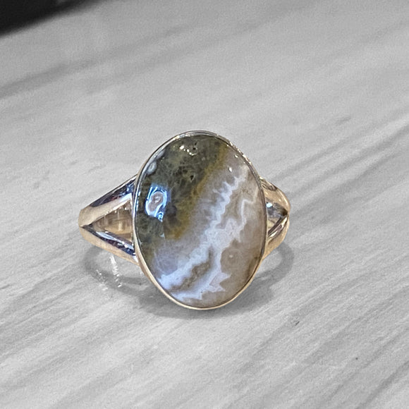 Ocean Jasper Ring Sz 9 Sterling Silver