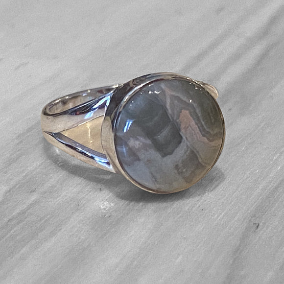 Ocean Jasper Ring Sz 8 Sterling Silver