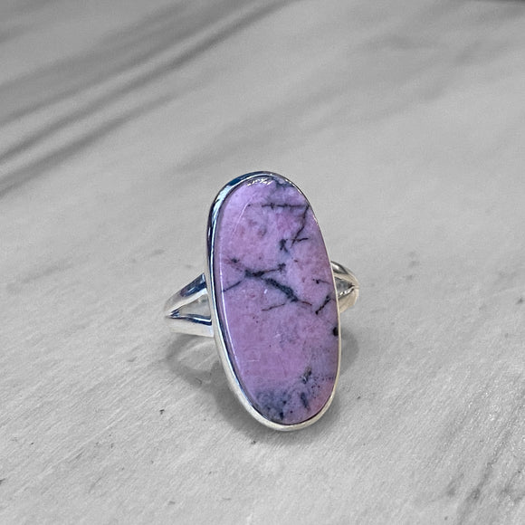 Rhodonite Ring Oval Size 6