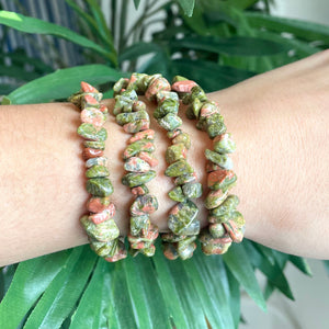 Unakite Chip Bracelet