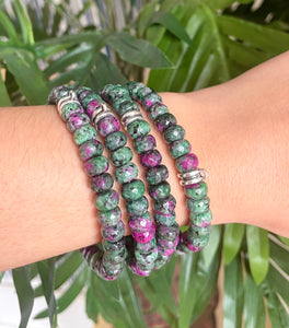 Ruby in Zoisite Bracelet with Charm