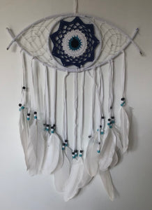 Evil Eye Crochet Window Hanger