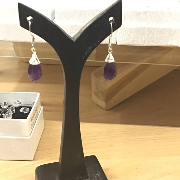 Amethyst Wire Wrapped Drop Earrings