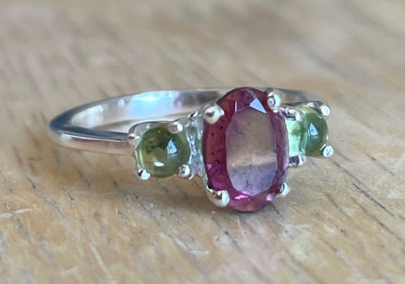 Rhodolite Peridot Ring