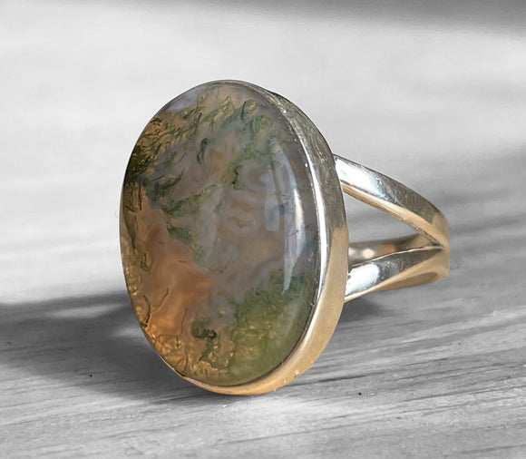 Moss Agate Ring Size 7
