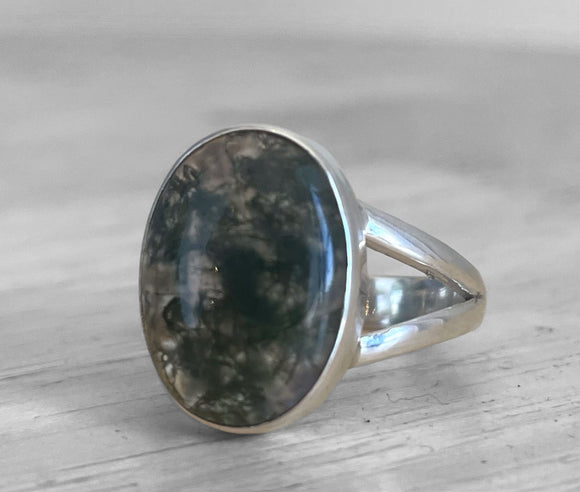 Moss Agate Ring Size 8