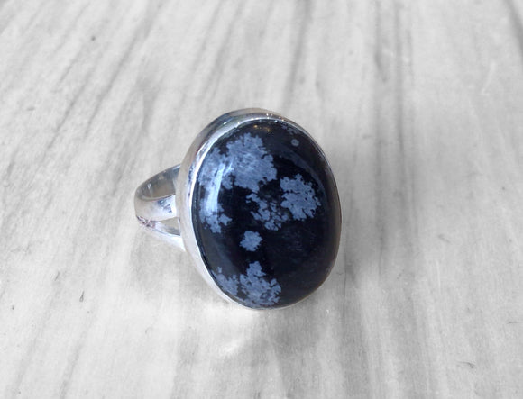 Snowflake Obsidian Ring Size 5