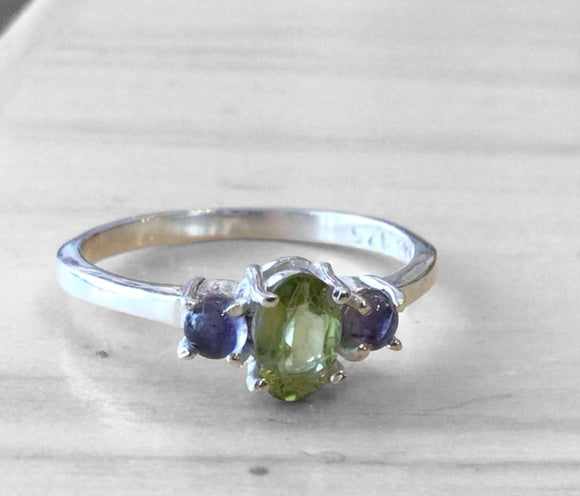 Peridot and Iolite Ring Size 7