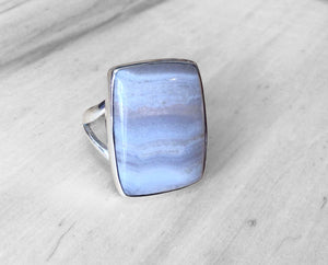 Blue Lace Agate Ring Size 9
