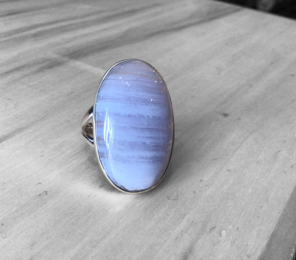 Blue Lace Agate Ring Size 8