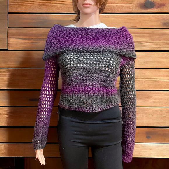 Crochet Crop Sweater - Size Medium